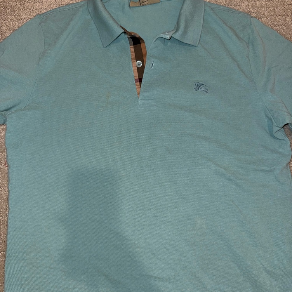 Burberry Aqua Polo with Signature Check Trim